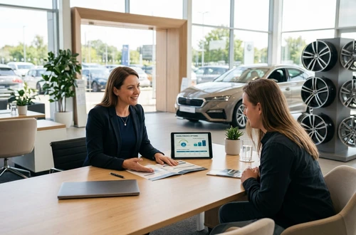 Meridian loan advisor reviewing documents with client